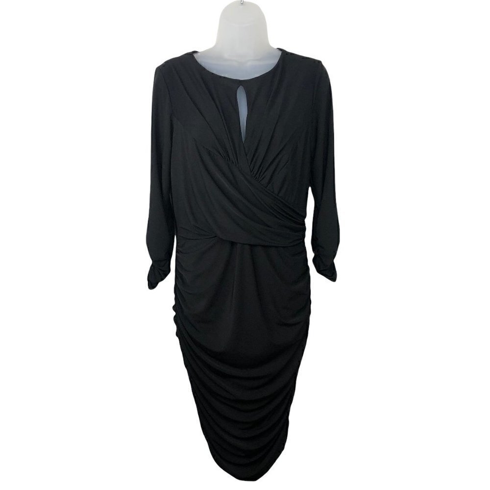 Tadashi Shoji Ruched Long Sleeve Cocktail Dress